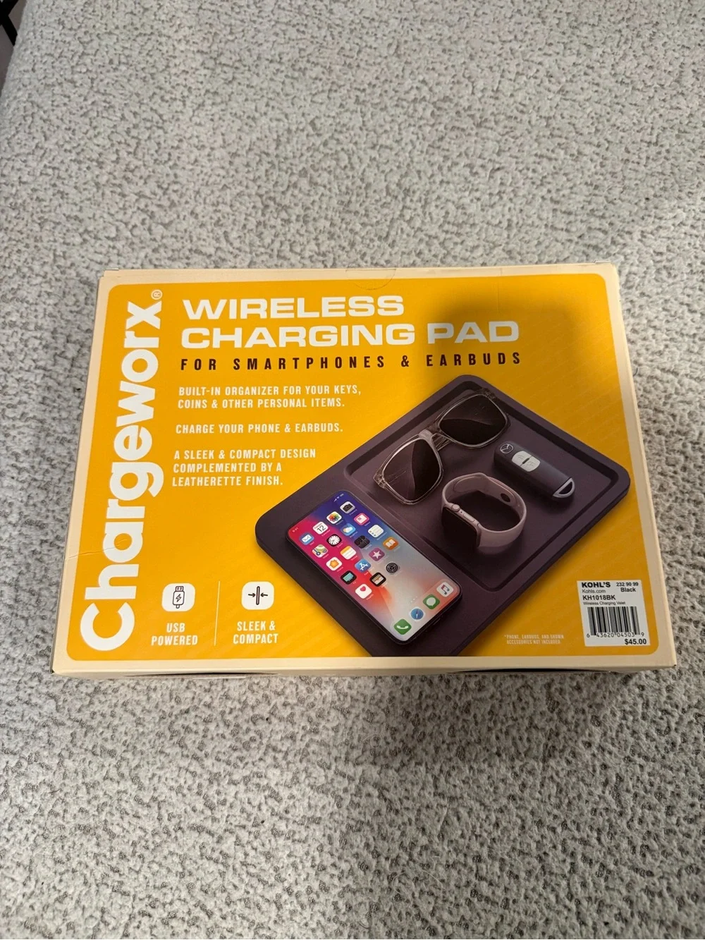 Chargeworx Wireless Charging Pad Organizer Tray 15W Fast Charging NIB